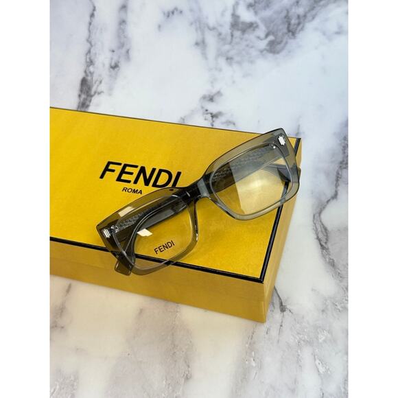 NEW Fendi FE50094F Grey Transparent Square Eyeglasses Frames - Picture 4 of 11